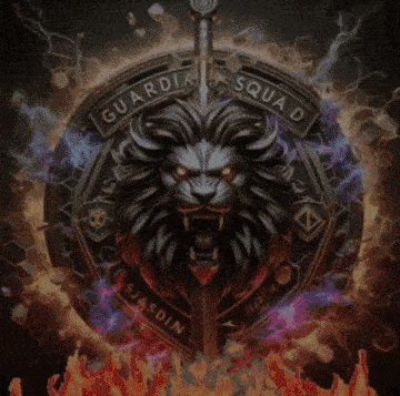 a picture of a lion with a sword and the words guardia squad on it