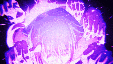 a person with a purple light coming out of their head