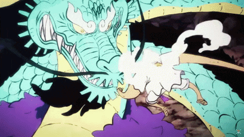 a cartoon of a person being attacked by a giant dragon