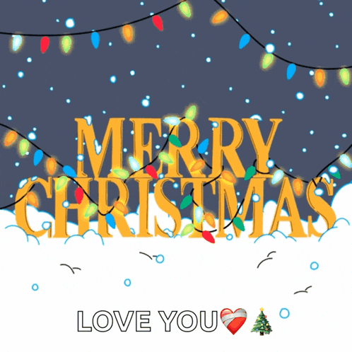 a merry christmas greeting card with christmas lights