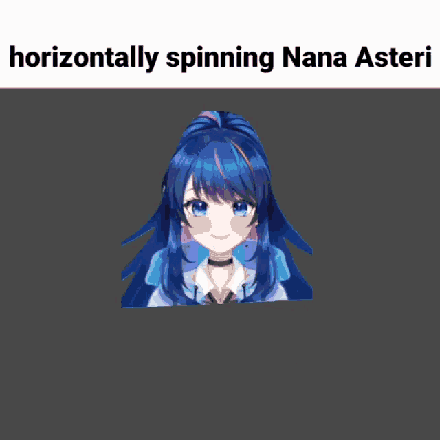 a picture of a girl with blue hair and the words horizontally spinning nana asteri on the bottom