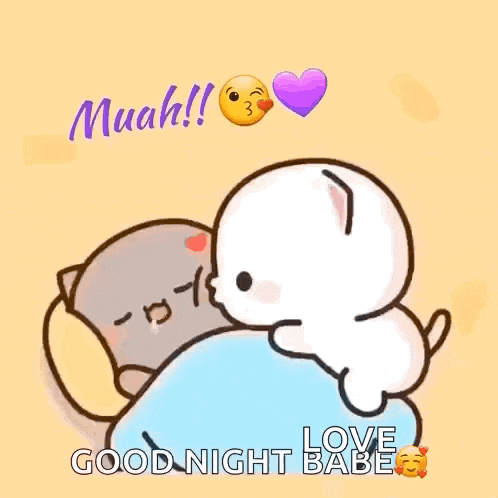 a couple of cartoon cats are hugging each other and kissing each other .
