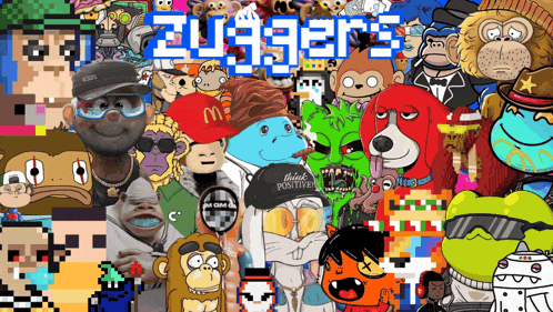 a collage of cartoon characters with the word zuggers on the bottom