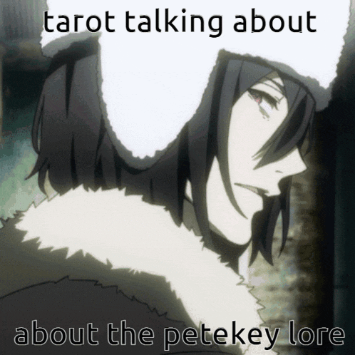 a picture of a man with the words tarot talking about about the petekey lore below it