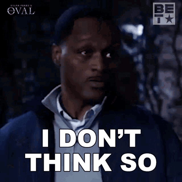 a man says i do n't think so in front of a dark background
