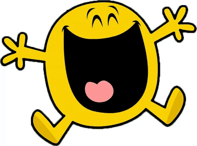 a cartoon of a yellow smiley face with its mouth open