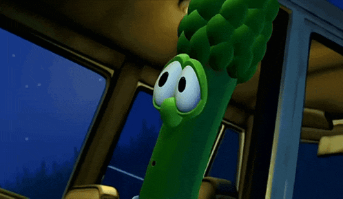 a cartoon character says what a shock in front of a car