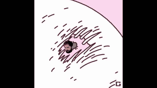 a drawing of a dog with a pink flower in its hair