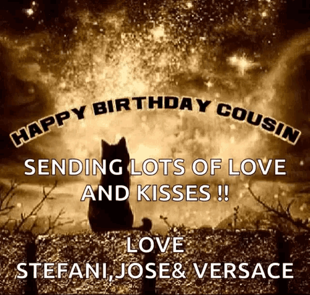 a happy birthday cousin sending lots of love and kisses !! love stefani jose & versace