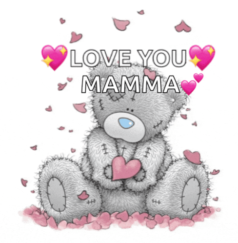 a teddy bear holding a heart with the words love you mamma