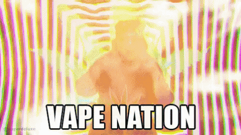 a cartoon of a man with the words vape nation written on it