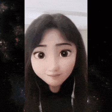 a girl with a cartoon face on her face