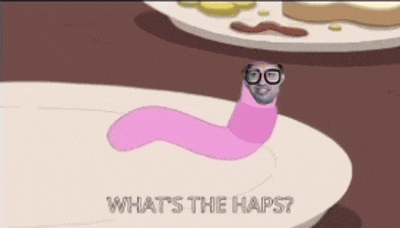 a cartoon worm wearing glasses is on a plate