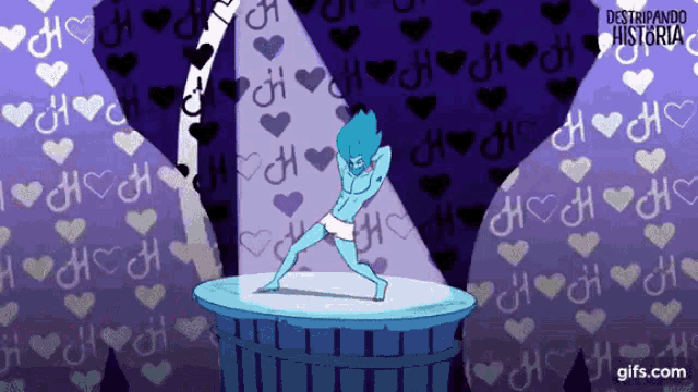 a cartoon of a man dancing on a stage with the words " destripando historia " in the corner