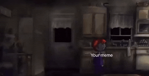 a person is standing in a kitchen with a clock that says me your meme .