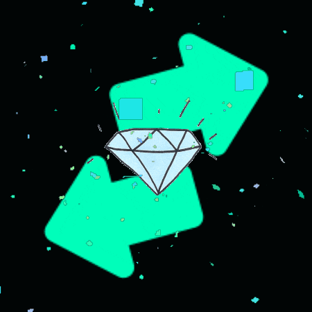a green arrow with a diamond in the middle