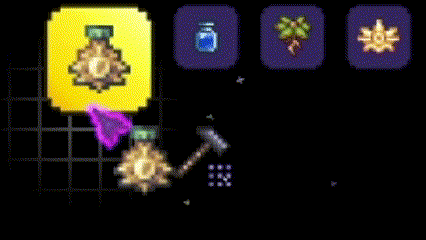 a screenshot of a video game with a bottle of water , grapes , and a hammer .