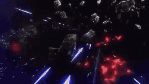 a futuristic ship is flying through the air with purple lights on it