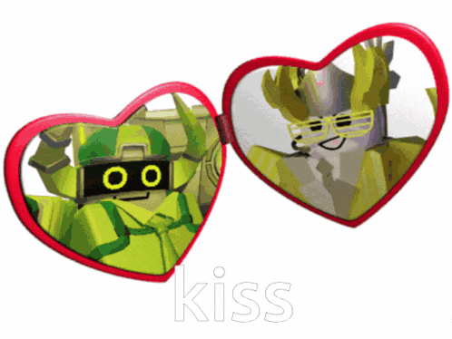 a pair of heart shaped sunglasses with a robot in them