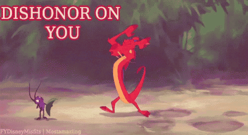 a cartoon of a dragon with the words dishonor on you written above it