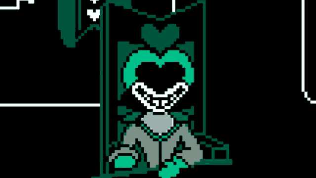 a pixel art drawing of a joker with a heart on his face .