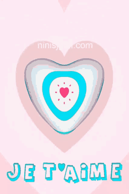 a pink heart with a blue heart and the words je t'aime below it
