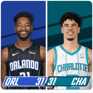 two basketball players one from orlando and one from charlotte