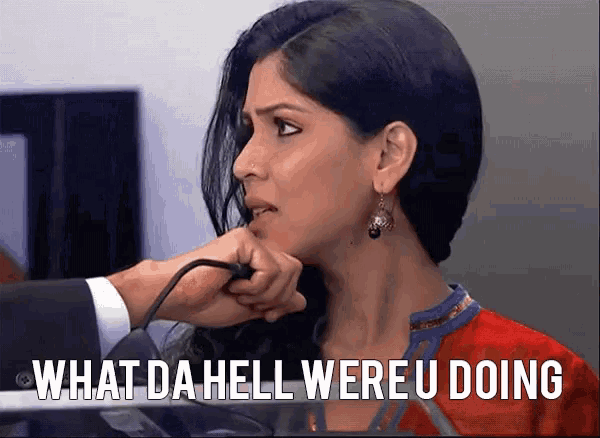 a woman is being punched by a man with the words what da hell were u doing below her