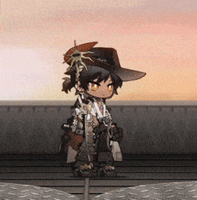 a cartoon character is wearing a cowboy hat and holding a sword