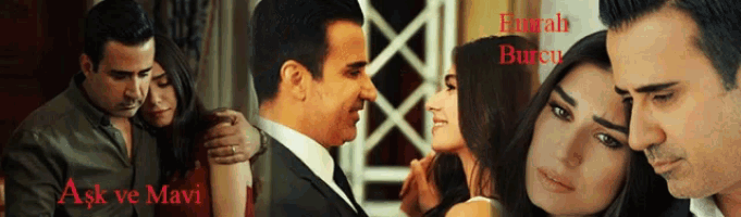 a man and a woman are standing next to each other and the words ask ve mavi are above them