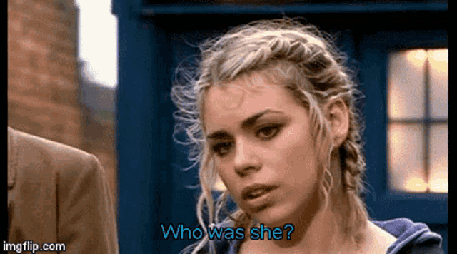 a woman is asking who was she in a gif