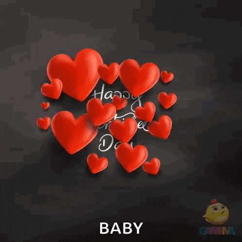a happy valentine 's day card with red hearts