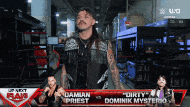 a wrestling match between damian priest and dominik mysterio is being advertised