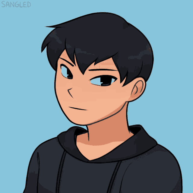 a drawing of a boy with the name sangled on the bottom left