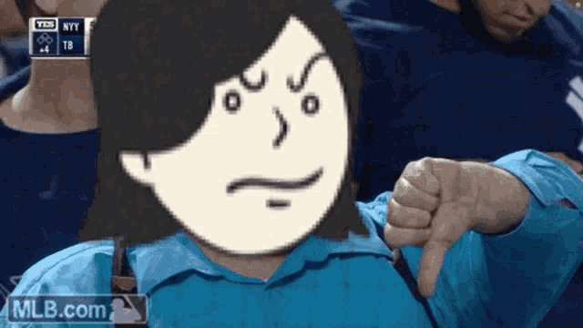 a cartoon of a woman giving a thumbs down sign
