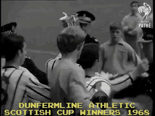 a black and white photo of dunfermline athletic scottish cup winners