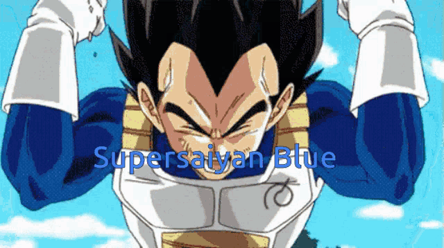 a cartoon character with the words supersaiyan blue written below him