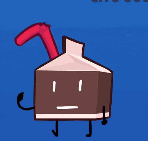 a cartoon drawing of a milk carton with a red straw sticking out of it
