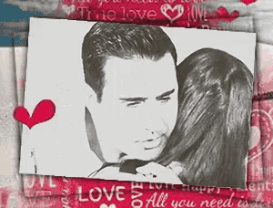 a black and white photo of a man and woman hugging with the words love all you need in the corner