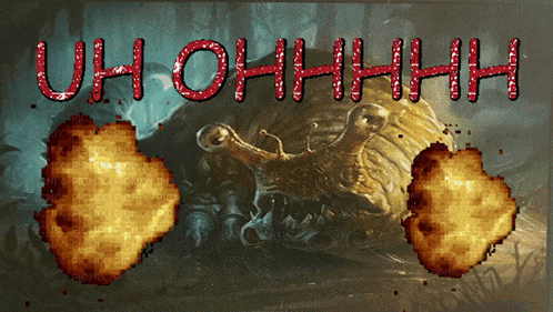 a picture of a snail with the words uh oh hhh written on it