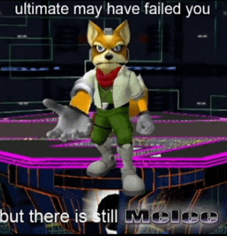 a picture of a video game character that says ultimate may have failed you but there is still melee .