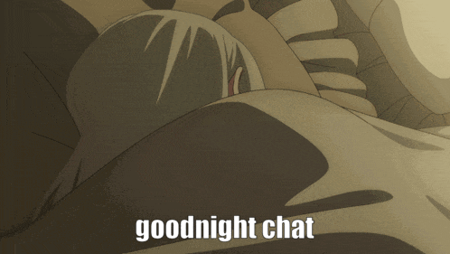 a picture of a person laying down with the words goodnight chat written on the bottom