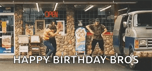 a group of men are dancing in front of a fast food restaurant while a van is parked in front of them .