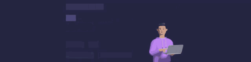 a man holding a laptop with a speech bubble that says hey i 'm mayuresh