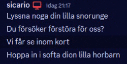 a screenshot of a conversation between sicario and hoppa