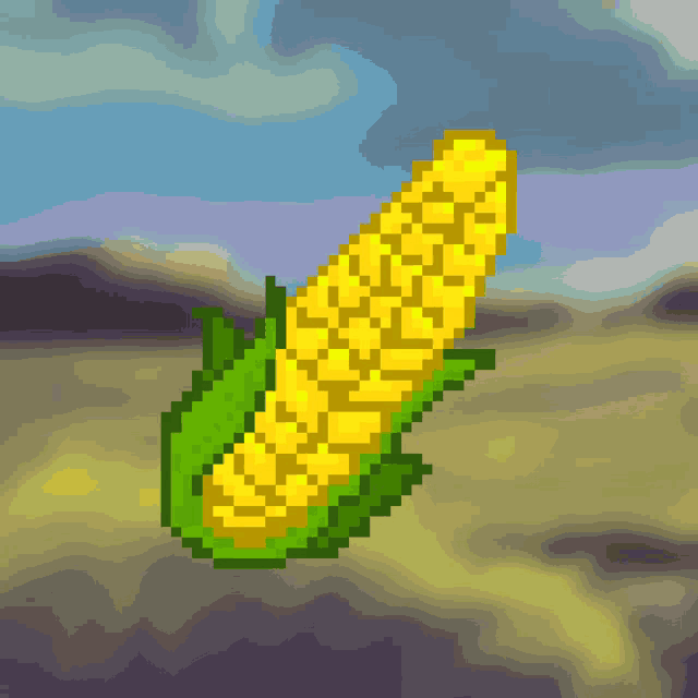 a pixel art of corn on the cob