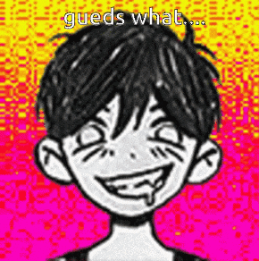 a black and white drawing of a boy with a smile on his face and the words ' guess what ' on the bottom .