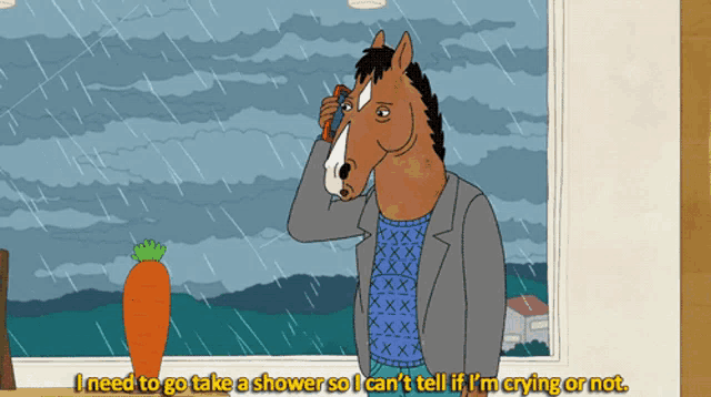 a cartoon horse talking on a cell phone next to a carrot