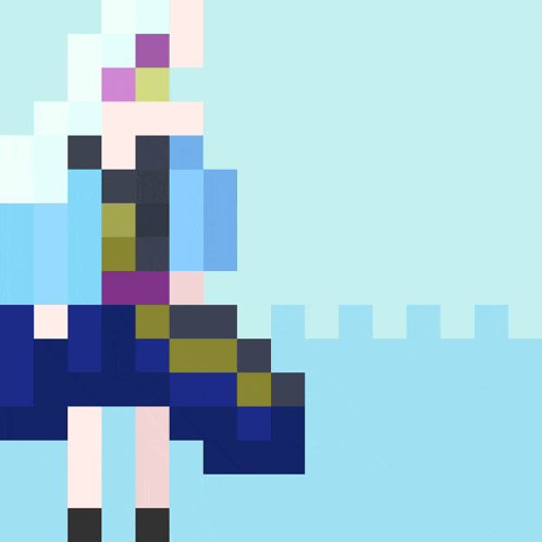 a pixel art drawing of a person riding a horse