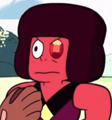 a cartoon character with a red eye is holding a baseball glove and making a funny face .